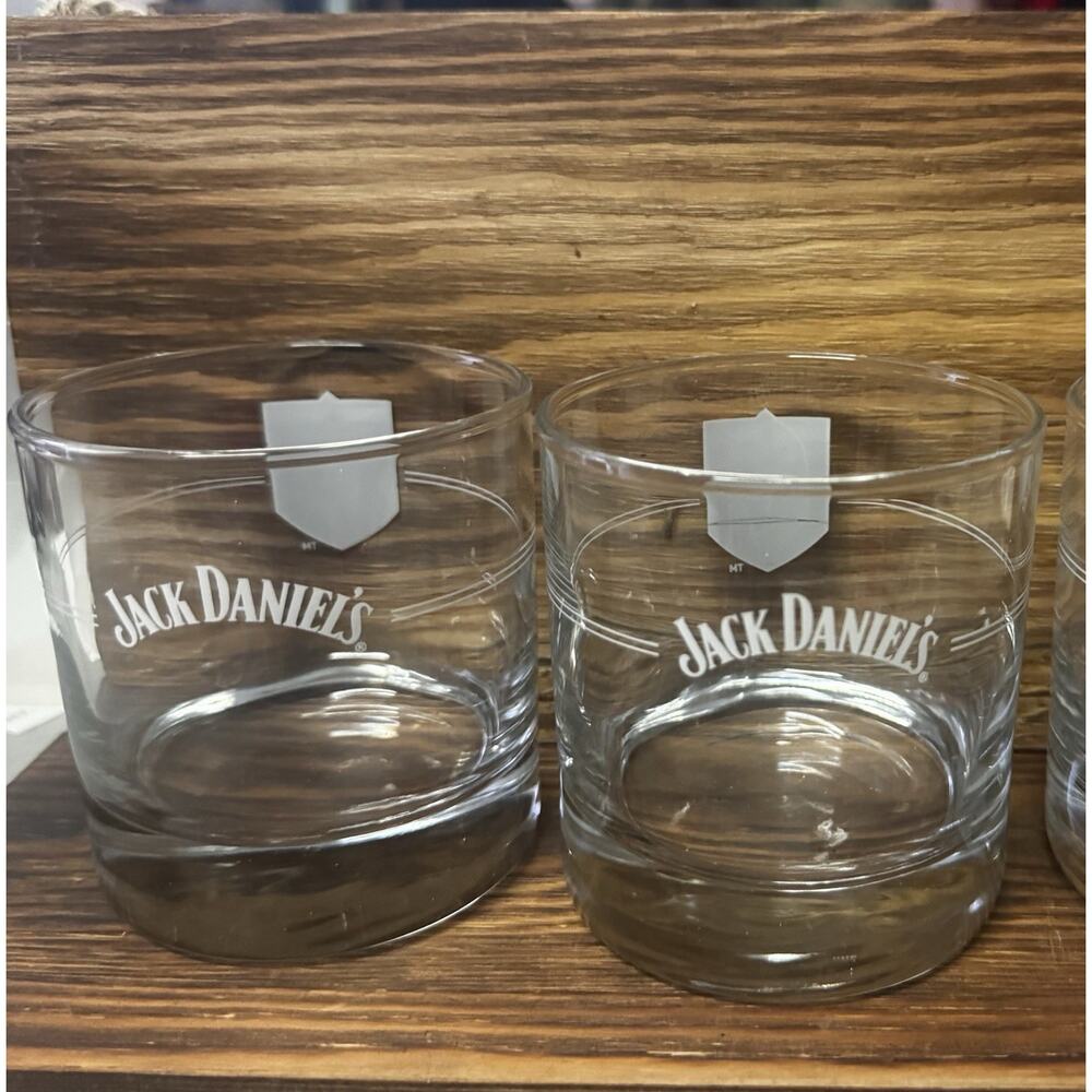 Jack Daniels Whiskey Las Vegas Golden Knights Old Fashion Rocks Glasses 3" Set 2